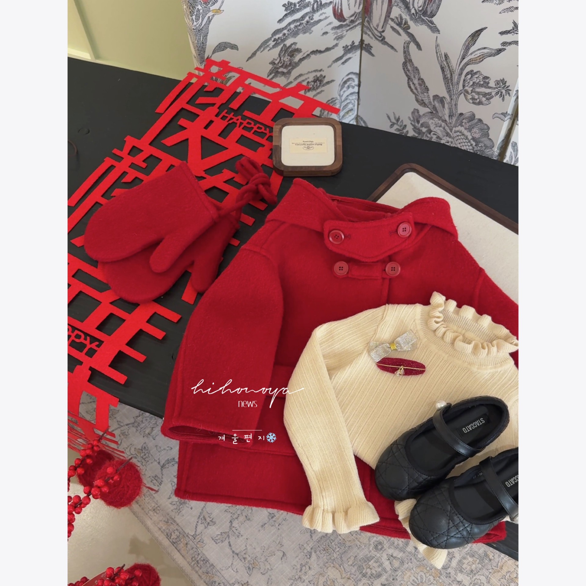 Spring韩国童装2025年冬季新款宝宝拜年新年红双面呢大衣女童外套,淘宝优惠券,粉丝福利购,淘宝优惠卷