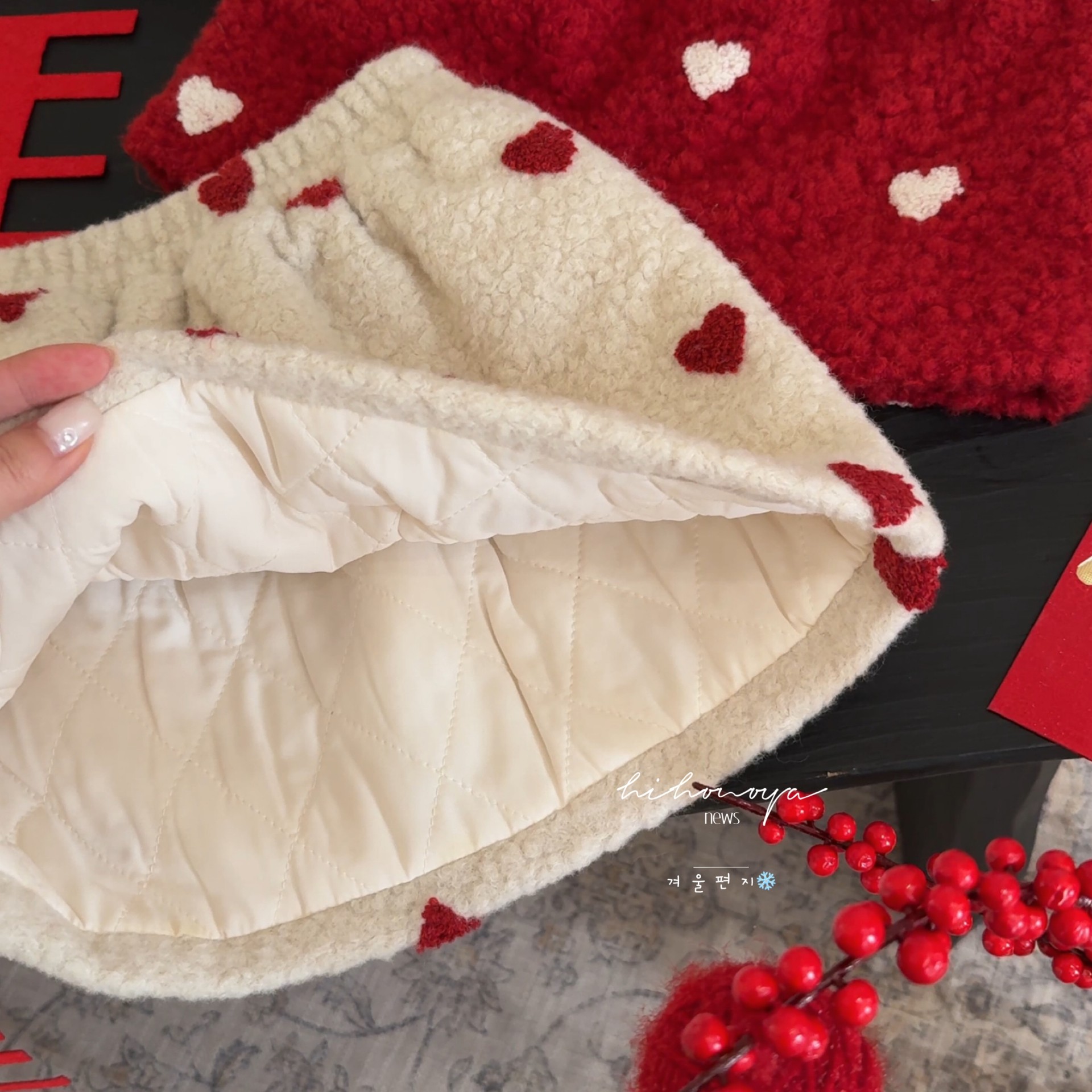 Spring韩国童装2025冬季新款宝宝复古爱心毛呢加厚夹棉女童半身裙,淘宝优惠券,粉丝福利购,淘宝优惠卷