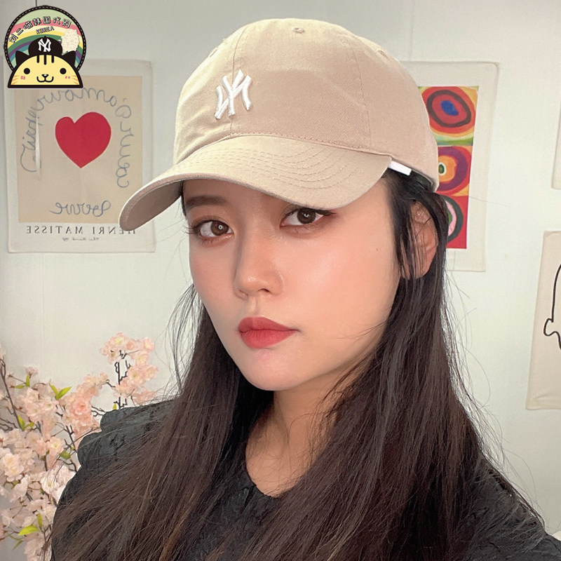 Mlb帽子韩国专柜正品秋冬洋基队卡其色ny小标男女鸭舌棒球帽cp77