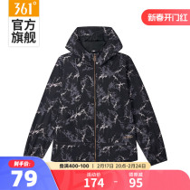 361 womens clothing 2024 Spring new loose breathable blouses Long sleeves Sport printed jacket Even hat jacket woman