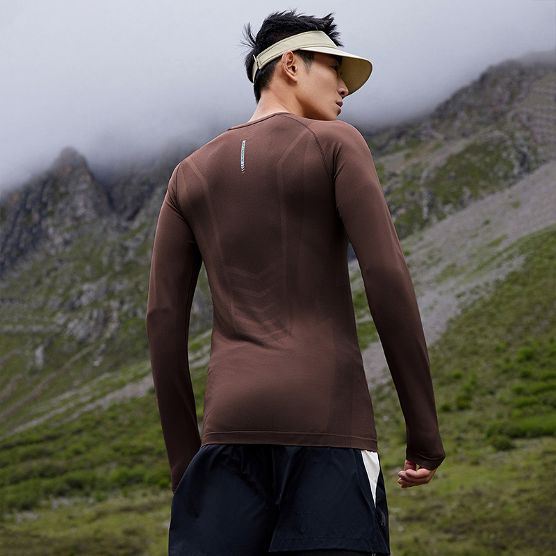 361男长T恤2024秋季速干衣压缩衣男士训练夜跑反光跑步服运动上衣 - 图0