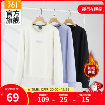 361 women sports necropolis 2023 winter new plus suede hooded sweatshirt round collar white lady long sleeve casual wear