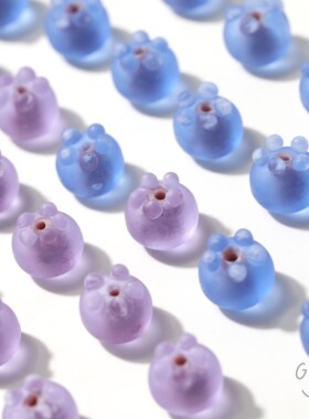 磨砂款 10mm灯工琉璃蓝莓直孔珠子diy手作串珠项链手链材料配件