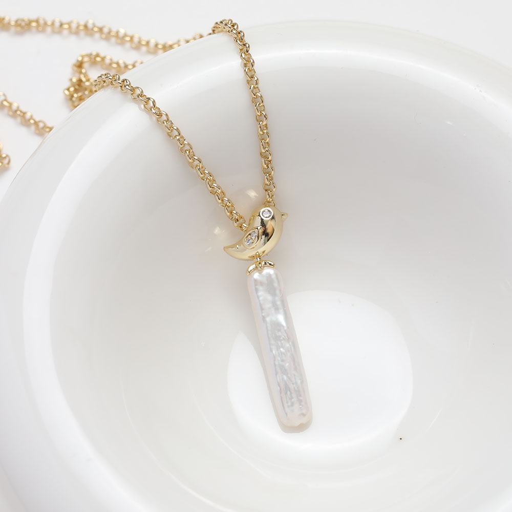 14K电镀真金保色小鸟帽盖吊坠diy珍珠手作项链材料配件 - 图0