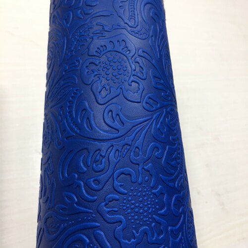 TC2015蓝色唐草花纹头层牛皮真皮手工DIY皮料1.8-2mm略挺包鞋皮具 - 图2