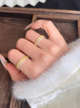 镀S925银钱币戒指国风描金开口可