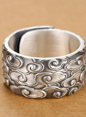 新品祥云戒指宽大码食指板指霸气