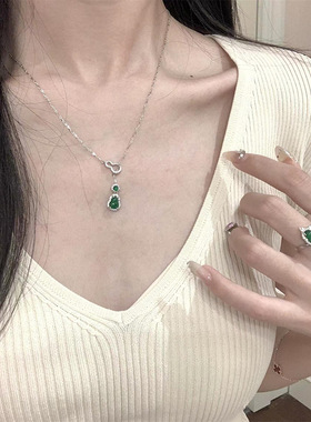 新品新中式人工蓝水蛋面葫芦吊坠