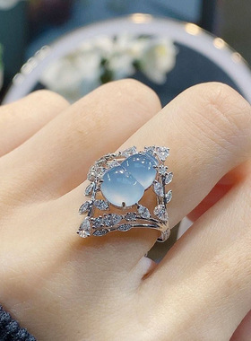 新品复古蓝底葫芦戒指指环日常花