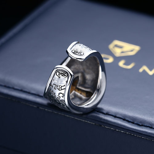 新品十字架戒指男士宽版食指 指环开口可调复古做旧重工 - 图1