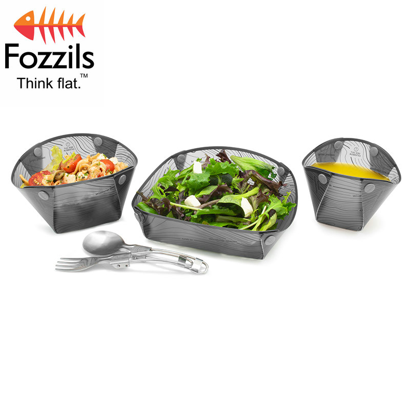 美国Fozzils创意折叠餐具户外便携折叠碗露营野餐餐盘杯子耐高温-图0