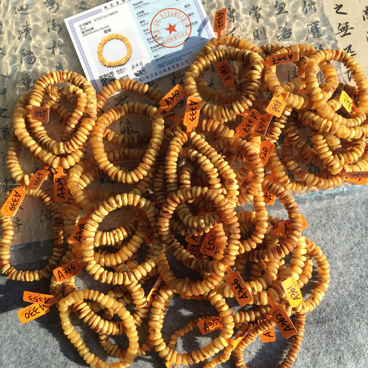 Sweet裸石 天然原矿蜜蜡带矿皮车轮珠随型隔片饼子手串无忧化哑光,淘宝优惠券,粉丝福利购,淘宝优惠卷