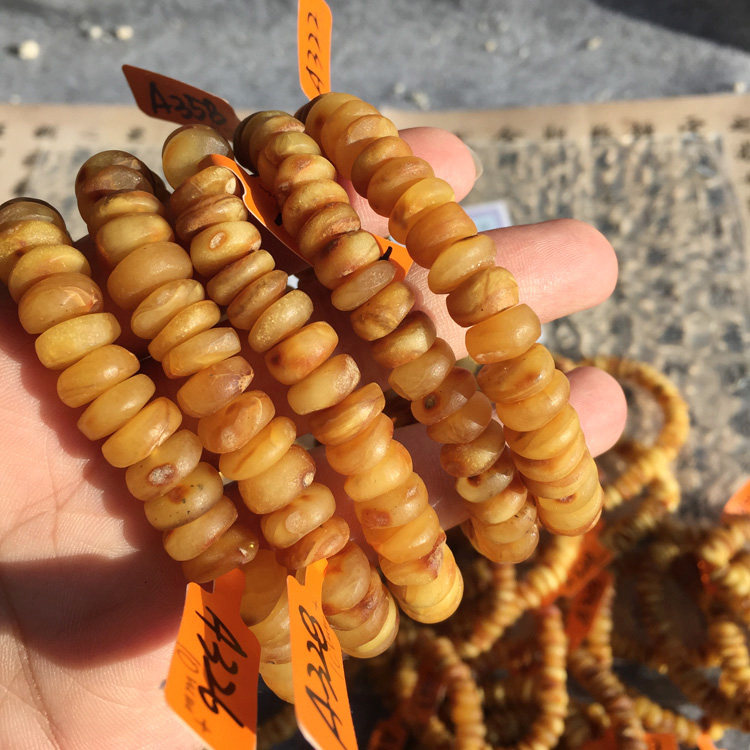 Sweet裸石 天然原矿蜜蜡带矿皮车轮珠随型隔片饼子手串无忧化哑光,淘宝优惠券,粉丝福利购,淘宝优惠卷