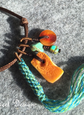 随形原矿松石带原皮蜜蜡手绳包邮