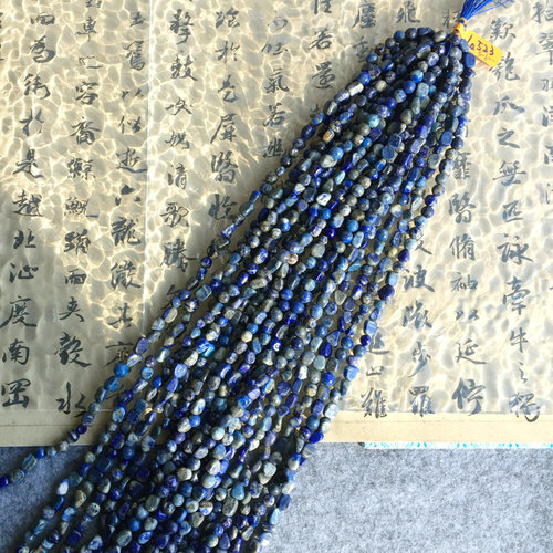 Sweet裸石 天然原矿无忧化青金石 碎石随型半成品珠链 6mm+ 特价 - 图1