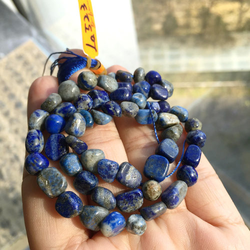 Sweet裸石 天然原矿无忧化青金石 碎石随型半成品珠链 6mm+ 特价 - 图3