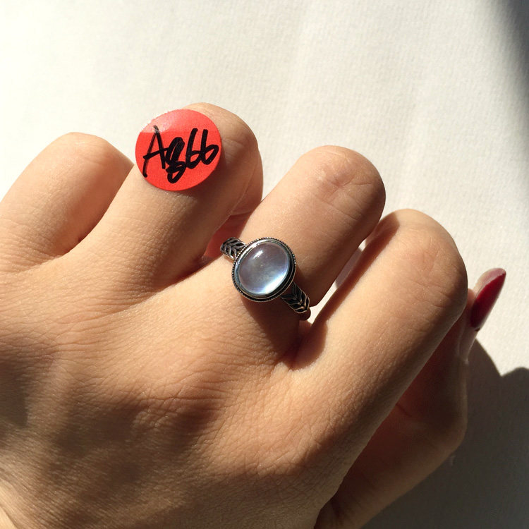 Natural aquamarine ring free shipping retro copper holder