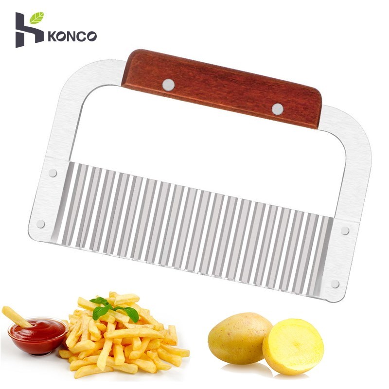 KONCO Crinkle Cutters Stainless Steel Wave Potato Cutter Cri - 图0