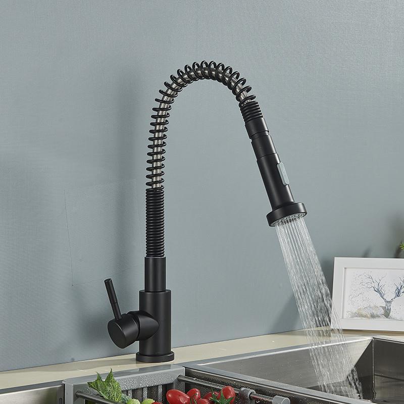 Matte Black Kitchen Sink Faucet One Handle Two Function-图1