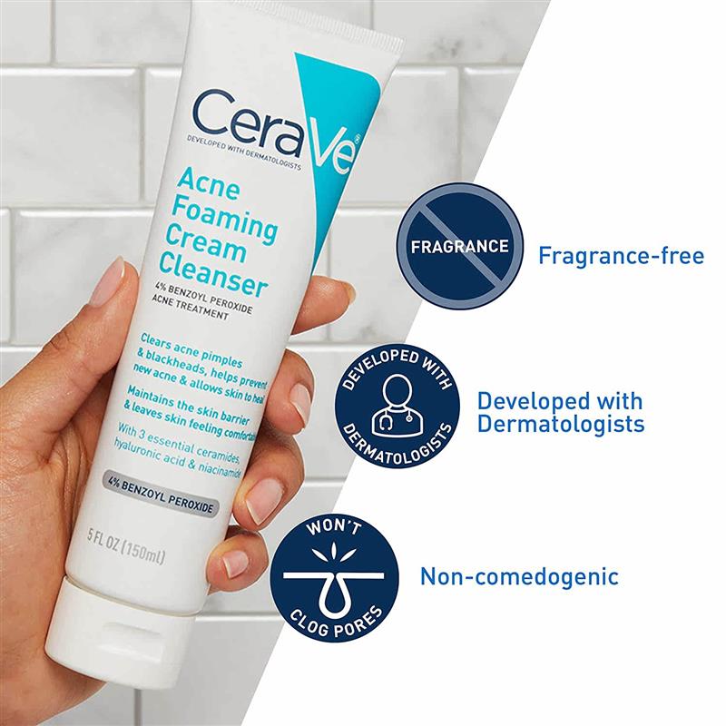 CeraVe Acne Foaming Cream Cleanser Acne Treatment Face Wash - 图0