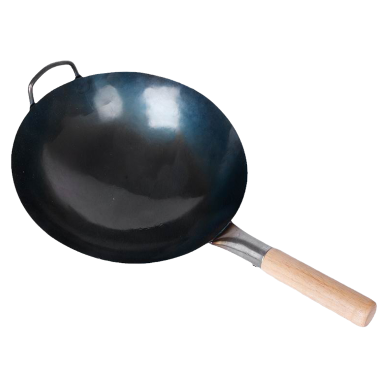 中华熟铁炒锅炒菜锅镬无涂层尖圆底老式手打生铁锅木把手锅免开锅 - 图3