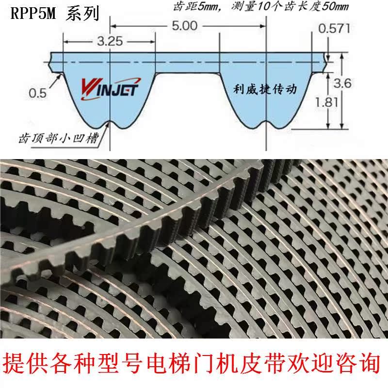 RP1轮P5R 12迅达3/齿3600门机皮带齿距5mm宽度12mm电梯门机传动带 - 图1