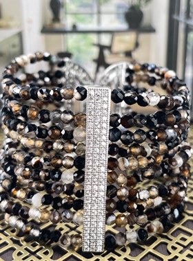 天然黑水晶小众高级感轻奢气质法式叠戴手链手环名媛甜酷风存在感