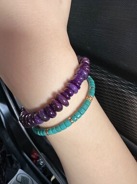 醒走天然舒俱来老料玉化皇家紫深紫老油紫帝王紫算盘珠苏纪石手串