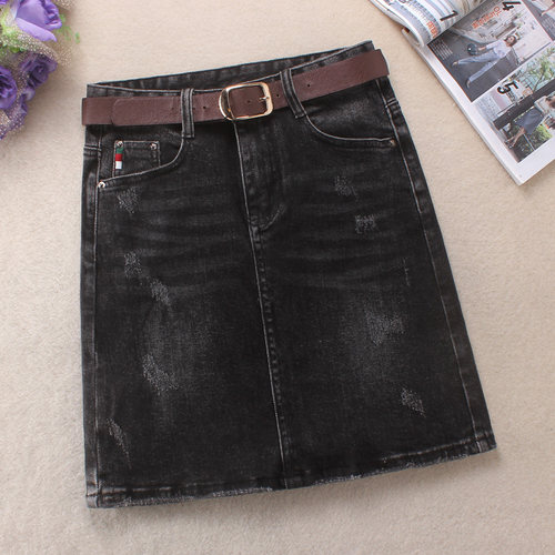 牛仔裙半身裙女2025新款春夏季弹力a字裙子高腰包臀防走光裙短裙 - 图0