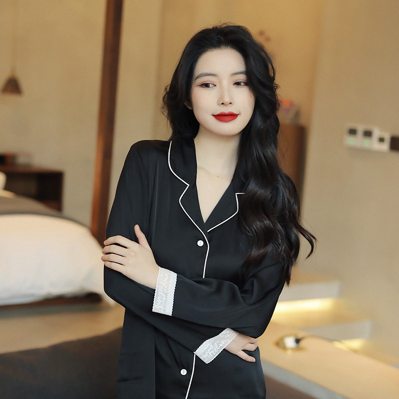 港风高级感冰丝2023款春秋款睡衣 罗米顿睡衣/家居服套装