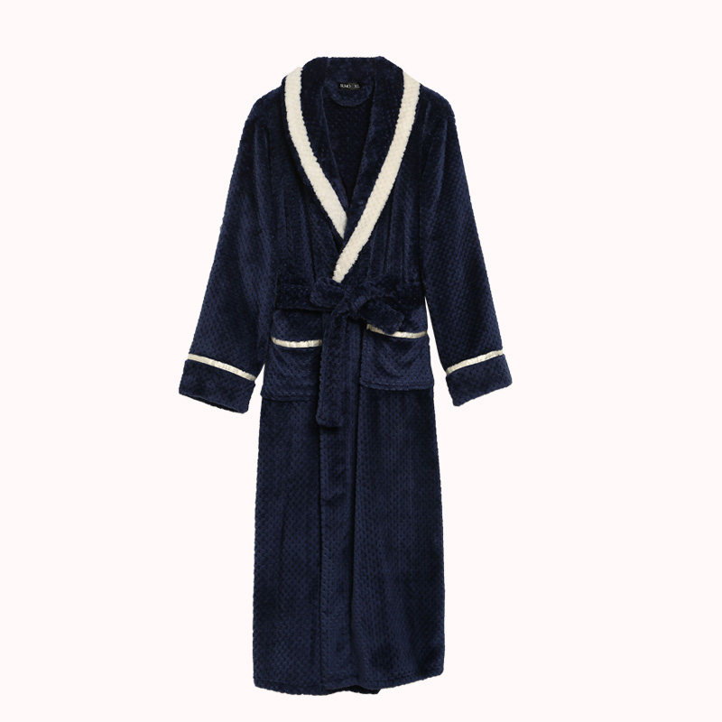 男秋冬季2020新品加长款珊瑚绒睡衣 罗米顿睡袍/浴袍