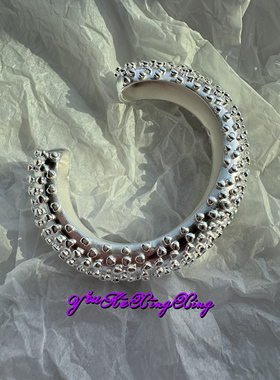 有颗星星轻奢女S925银爱心宽手镯