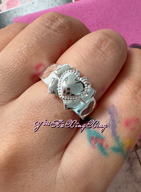 有颗星星女S925银爱心蝴蝶结戒指