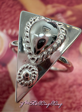 有颗星星女S925银甜酷心叹号戒指