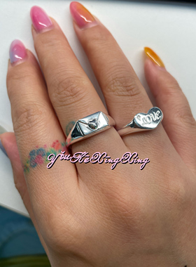 有颗星星S925银优雅爱心love戒指