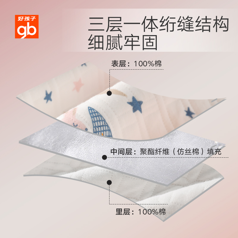 gbhome旗舰店gb好孩子婴儿被子春秋空调被宝宝儿童被子幼儿园被可水洗薄被四季2