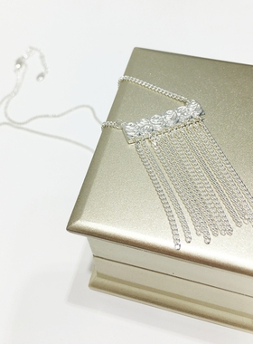 简约气质优雅名族风银色雕花流苏短款项链锁骨链颈链饰品潮人时尚