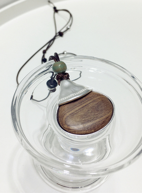 新中式复古高级感奢华天然木质水滴串珠可调节项链毛衣链挂件饰品