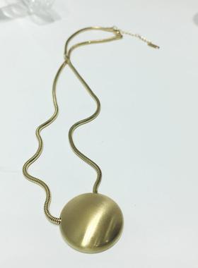 欧美夸张简约休闲金属素款拉丝圆形几何短款项链锁骨链颈饰品显瘦