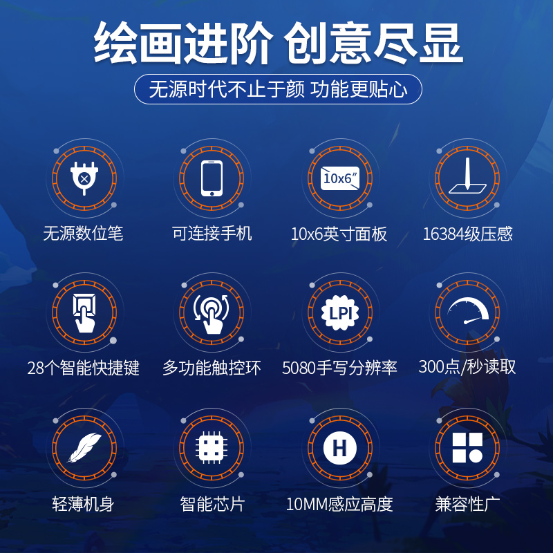 高漫M6数位板可连接手机手绘板电子绘图写字输入手写板电脑绘画板