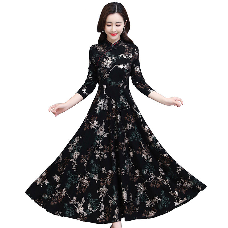 旗袍改良版爆款秋装2020年女连衣裙 hmiu韩缪连衣裙