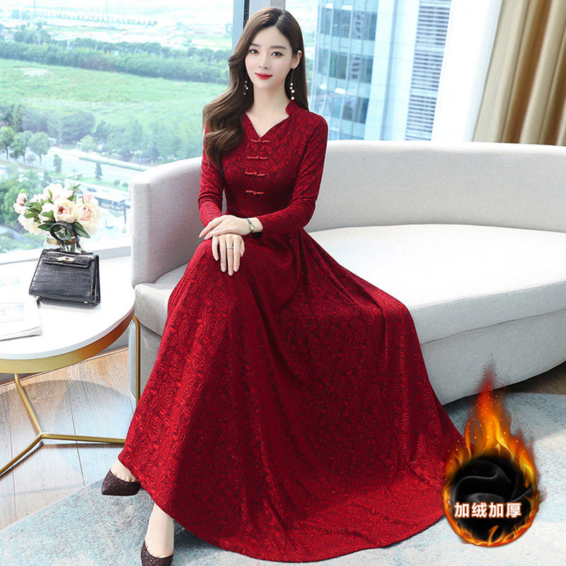 旗袍改良版春秋装2020年新款连衣裙 hmiu韩缪连衣裙