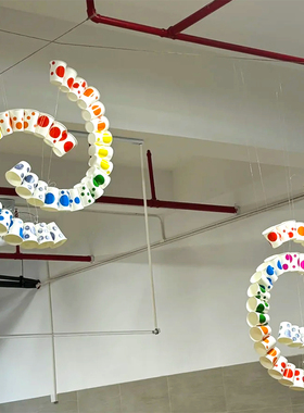 幼儿园手工波点纸杯空中吊饰区域隔断小班美工区教室挂饰贴纸布置