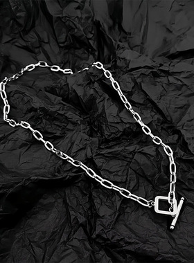 日韩风简约几何方形OT钛钢项链女ins潮新款冷淡风气质锁骨链创意