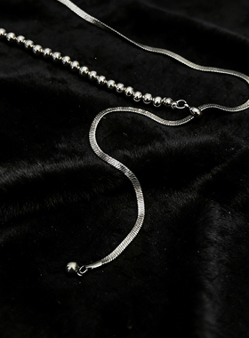 钛钢圆珠拼接抽拉项链