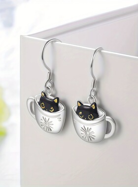 时尚潮酷黑色小猫咪项链