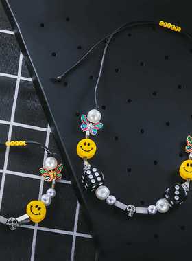 朋克风骷髅骰子吊坠项链