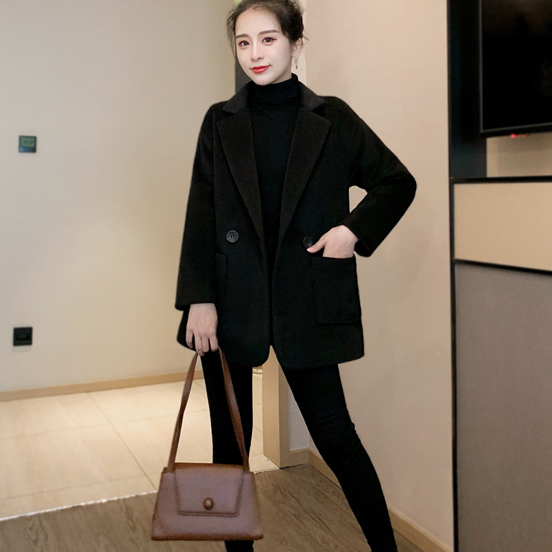 毛呢外套中长款2021新款秋冬季宽松 黛妃秀毛呢外套