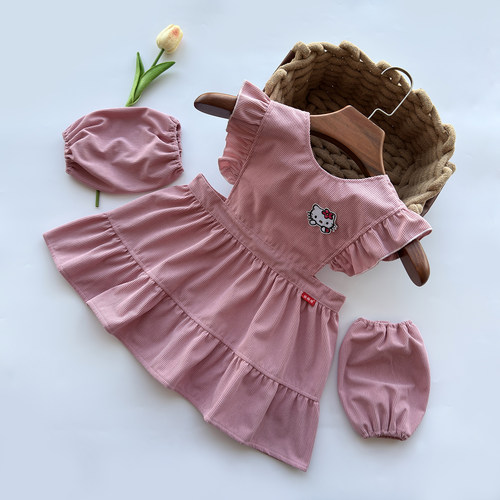 宝宝罩衣女孩冬季洋气羽绒服女童灯芯绒儿童围裙新款好看公主围兜 - 图0