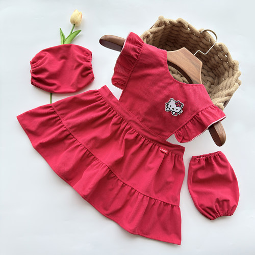 宝宝罩衣女孩冬季洋气羽绒服女童灯芯绒儿童围裙新款好看公主围兜 - 图1